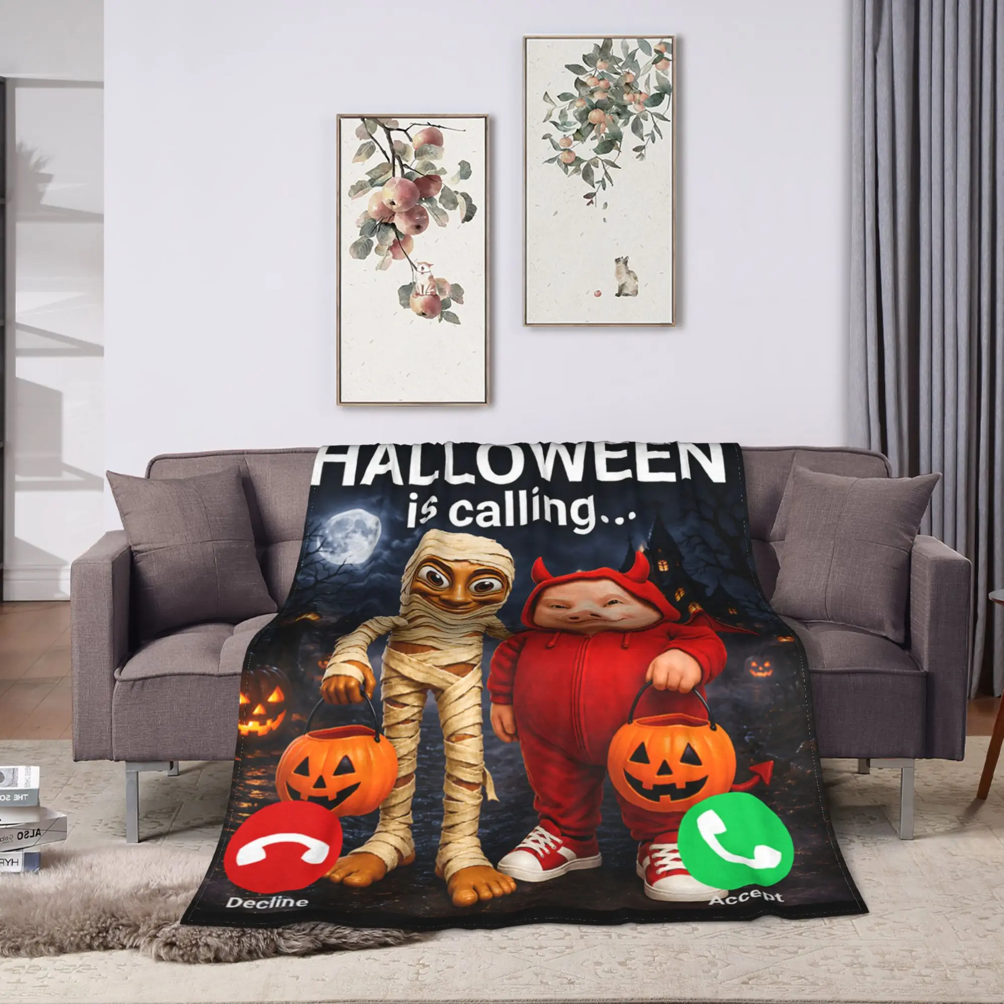 Soft Comfy Blanket Plane Travel Halloween Tung Tung Tung Sahur John Pork Throw Blanket Novelty  Bedspread For Chair Sofa Bed
