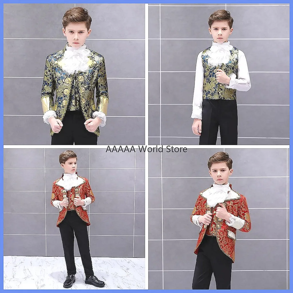 

Boys Prince Costume Baroque Style Medieval King Blazer & Suit Set for Stage Cosplay