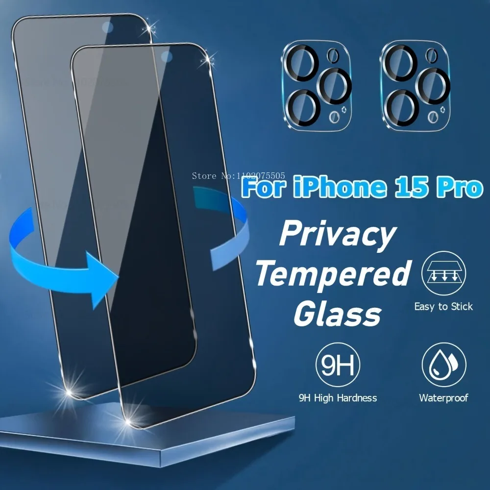 

[4-IN-1]2pcs Privacy Screen Protector+2pcs Camera Lens Protectors for IPhone 13 Promax 15 14 Plus 16E 12Mini 11 Promax 16 Promax
