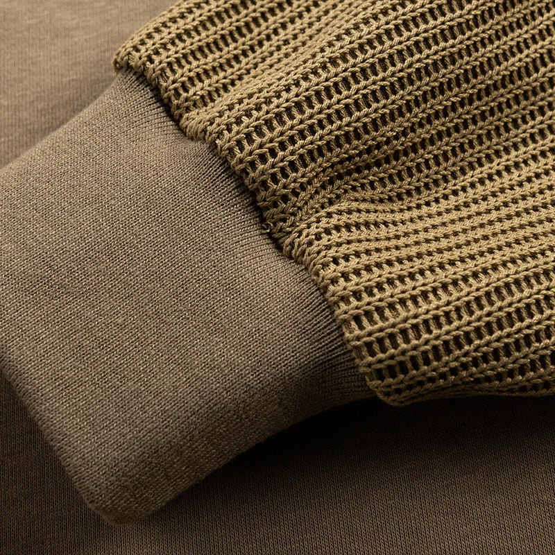 New Men'S Trendy Splicing Fashion Knitted Top Youth Versatile For Autumn And Winter Round Neck Casual Loose Hoodie Long Sleeve