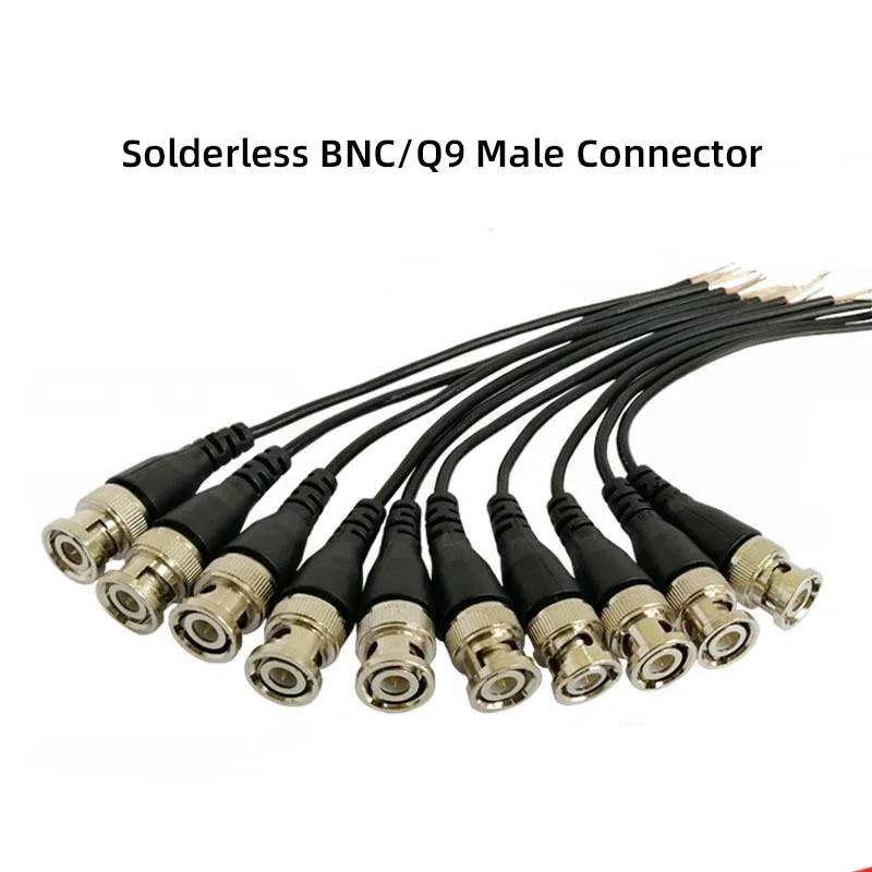 10PCS Solderless BNC Connector Pure Copper Patch Cable Q9 Head Surveillance Coaxial Signal Video Cable Accessories