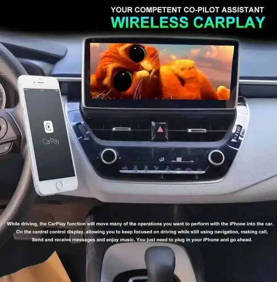 Carplay pour Toyota Corolla 2020 Navigation DSP 4G lecteur vidéo multimédia HU 1920*720 10.25 pouces Android 15 qled écran stéréo