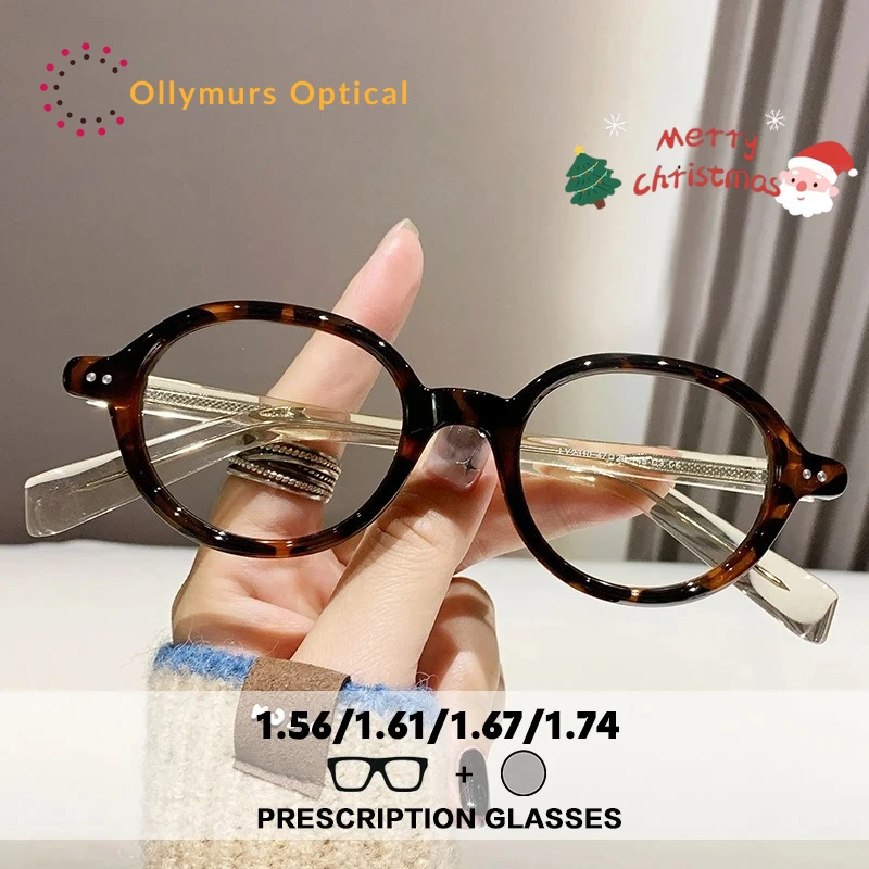 ollymurs-抗青色光処方メガネ女性レトロラウンドフォトクロミック累進老眼鏡近視遠視-eyewea