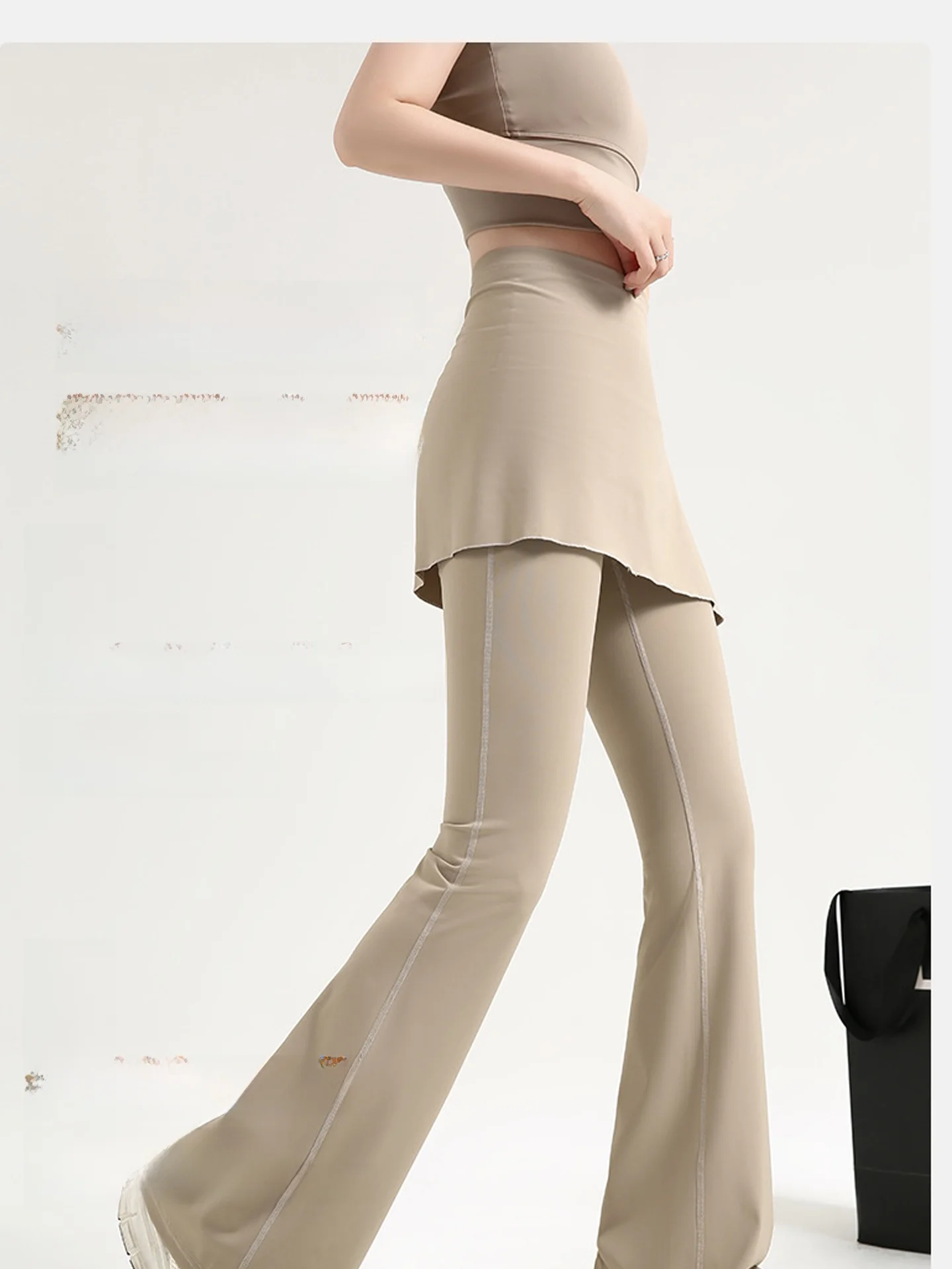 ハイウエストヨガパンツ ベルボトム 薄手フィットパンツ 女性用エクササイズ＆アウトドアウェア アイスシルク素材 ヒップアップ