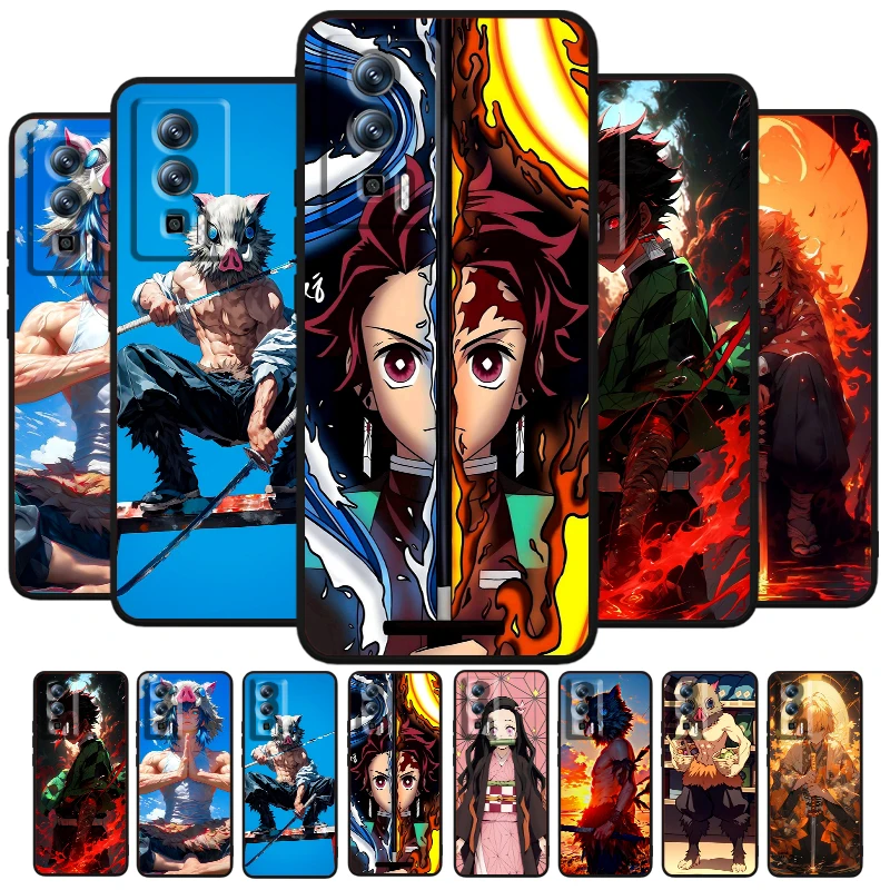 

Demon Slayer Movie Anime Cool For Xiaomi Redmi 9A 9C 9AT 10C 9 9T 10 12C 13C A3 12 K60 A1 K50 K40 5G Black TPU Phone Case
