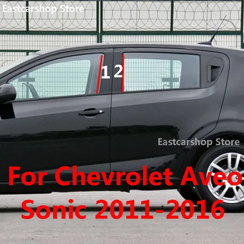 Per Chevrolet Aveo MK2 T300 Sonic Car Door Window colonna centrale Trim B C adesivi striscia pilastro 2016 2015 2014 2013 2012 2011