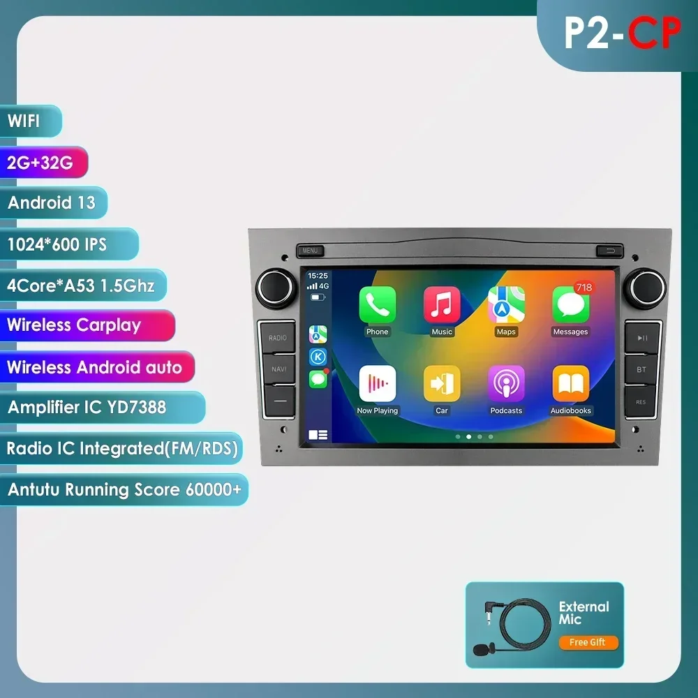 2 Din Android 12 Stereo Autoradio Multimedia Speler Gps Navi Voor Opel Corsa C Signum Vivaro Astra H Corsa D Zafira Tigra Twintop