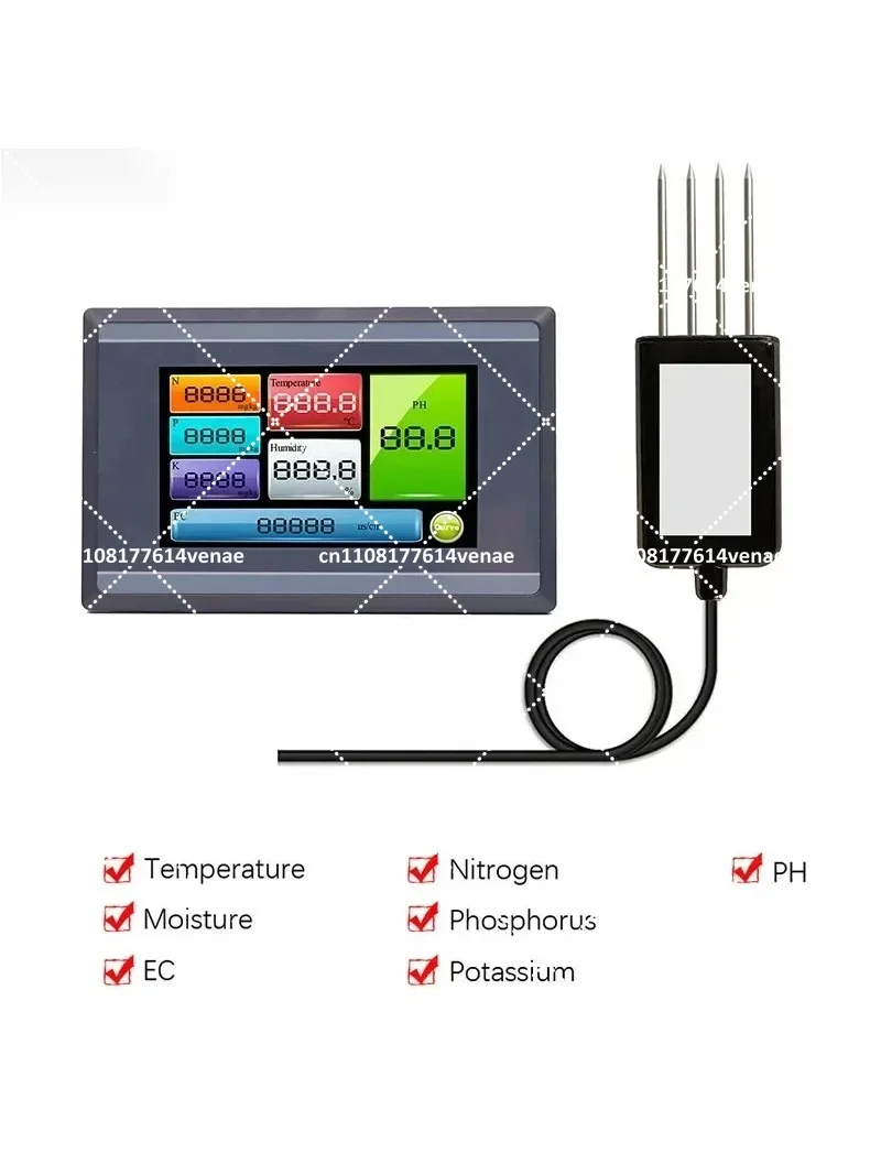 Soil EC pH NPK Sensor for Accurate Soil Testing, Screen Detector to Measure and Record