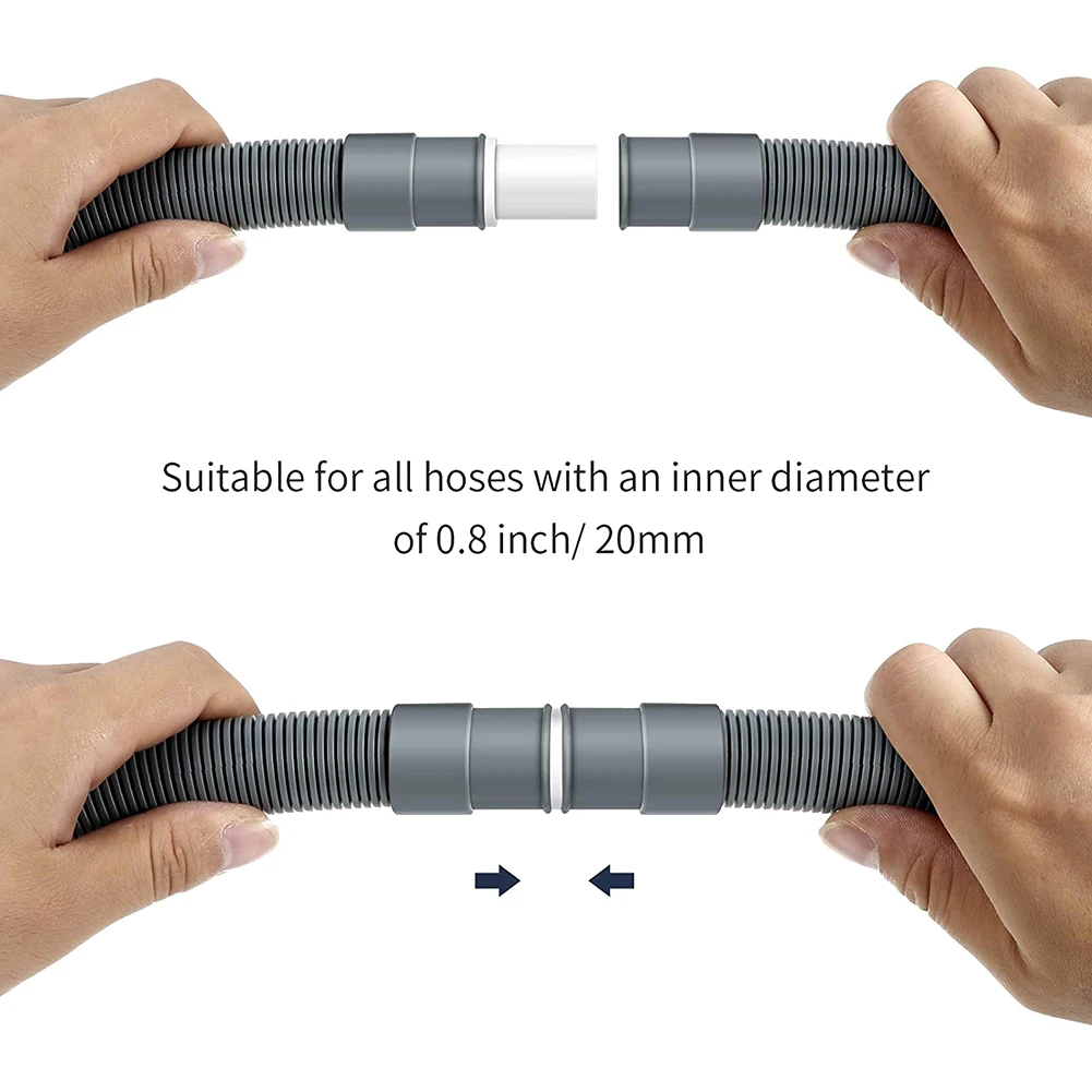 2 Pieces Washing Machine Drain Hose Connectors Washer Extension Adapter with 4 Pieces Drain Hose Clamps