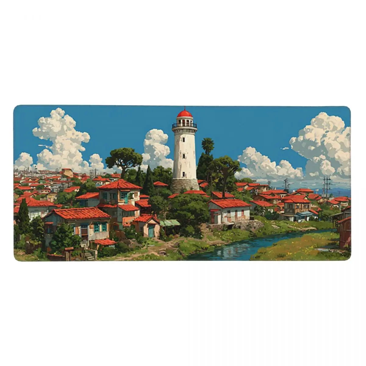 Warm Town Landscape Design Large Mouse Pad Computer Keyboard Mouse Mat Gamer PC Laptop Desk Mat Office Table Mats