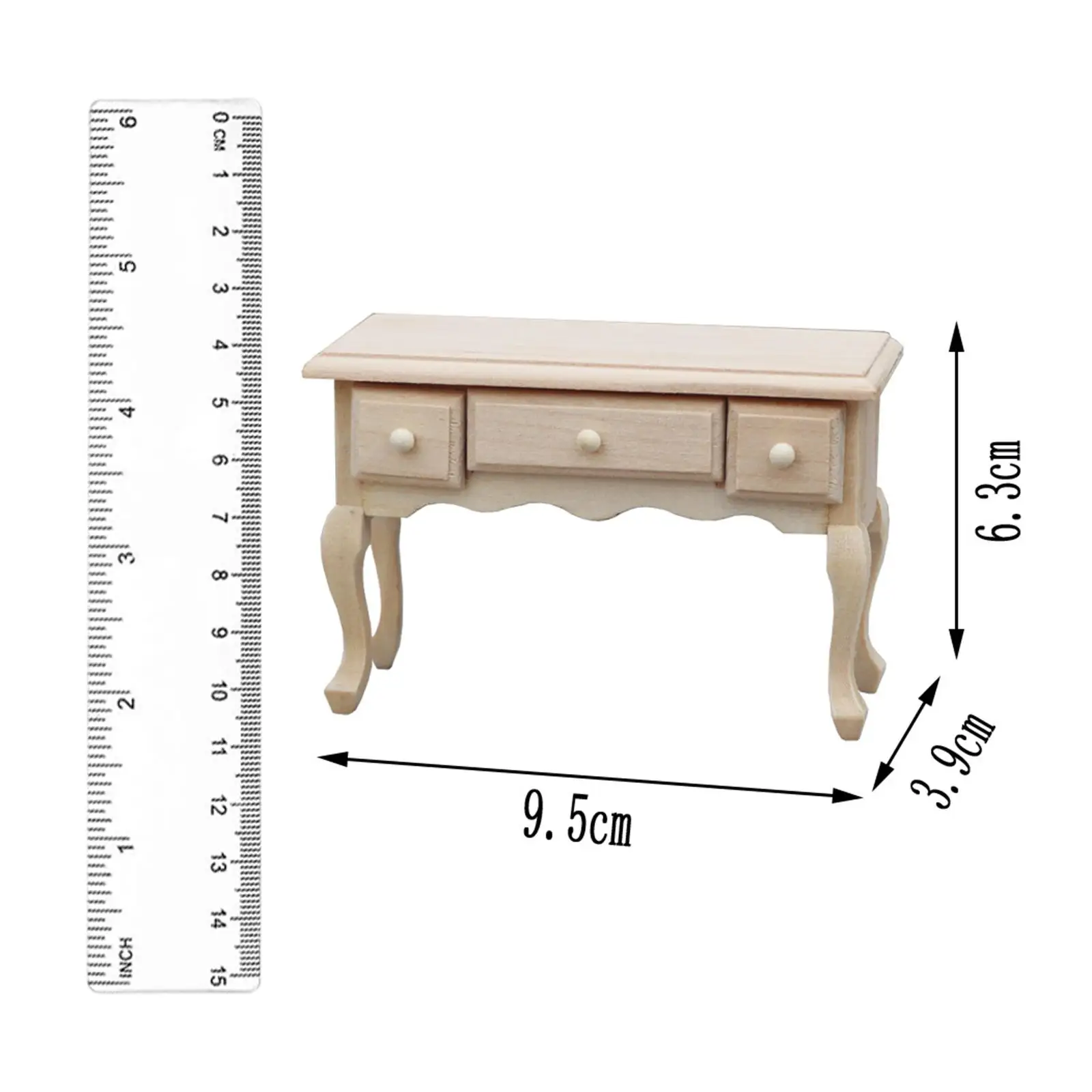 Rustic Wooden Dollhouse Desk - Miniature Furniture for Diorama Decor