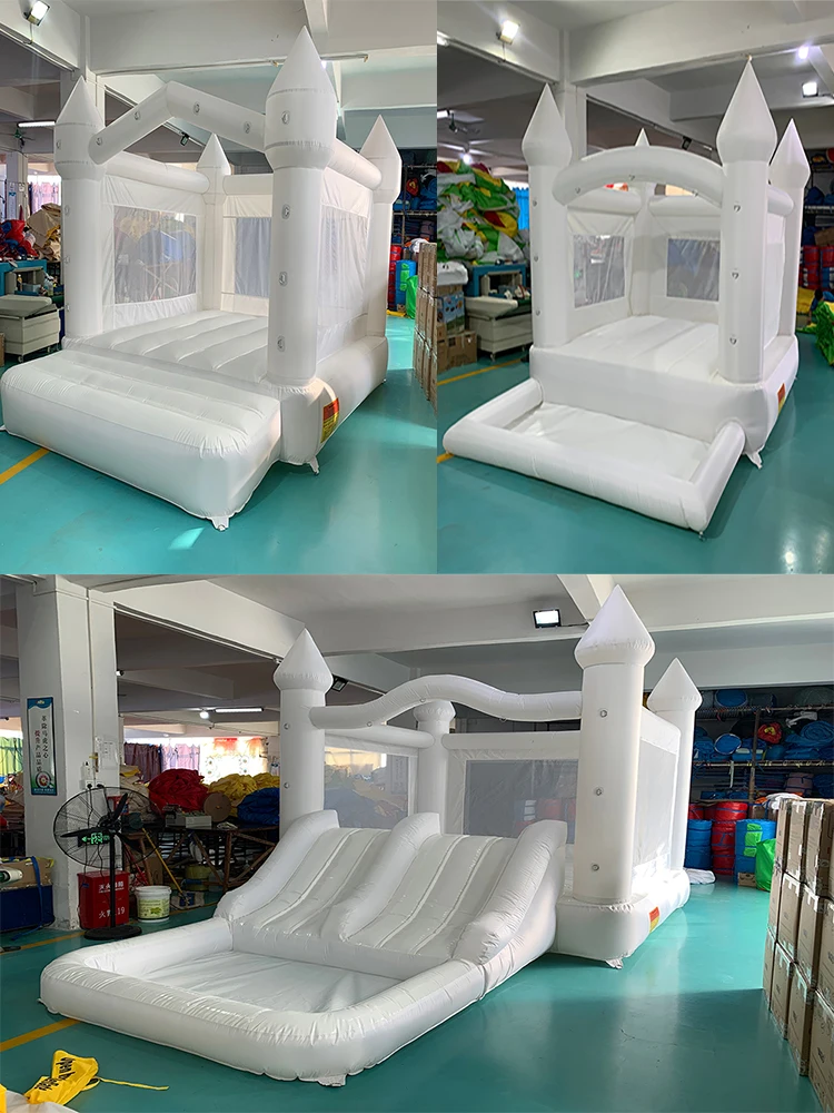 Inflatable Toys White Bounce House 4*3*2.6M Trampoline 26KG With Blower Jumping Castle Bouncy House For kids Wedding Toys lease