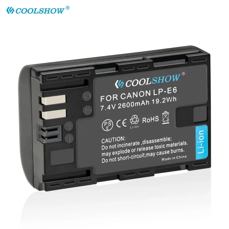 แบตเตอรี่ E6 LP-E6 LP สำหรับ Canon EOS MarkII iiv ชุด18-200IS EF-S 5D Mark III 6D 7D 80D 70D 60D 5D แบตเตอรี่ LPE6 2000mAh