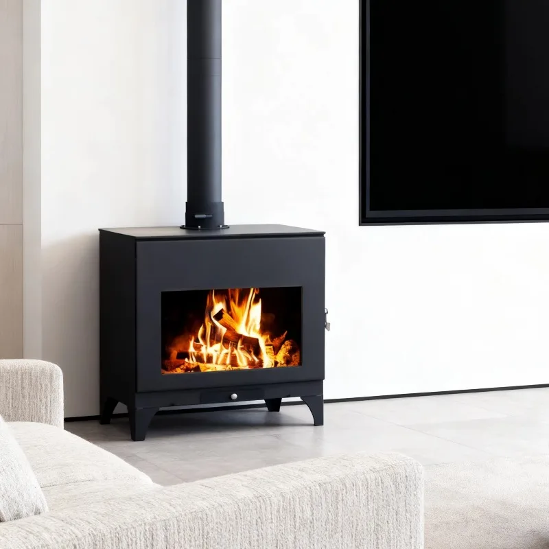 Modern Small Household Steel Wood-Burning Stove Indoor Smoke-Free Easy-to-Clean Oxygen Circulation Living Wood-Burning Fireplace