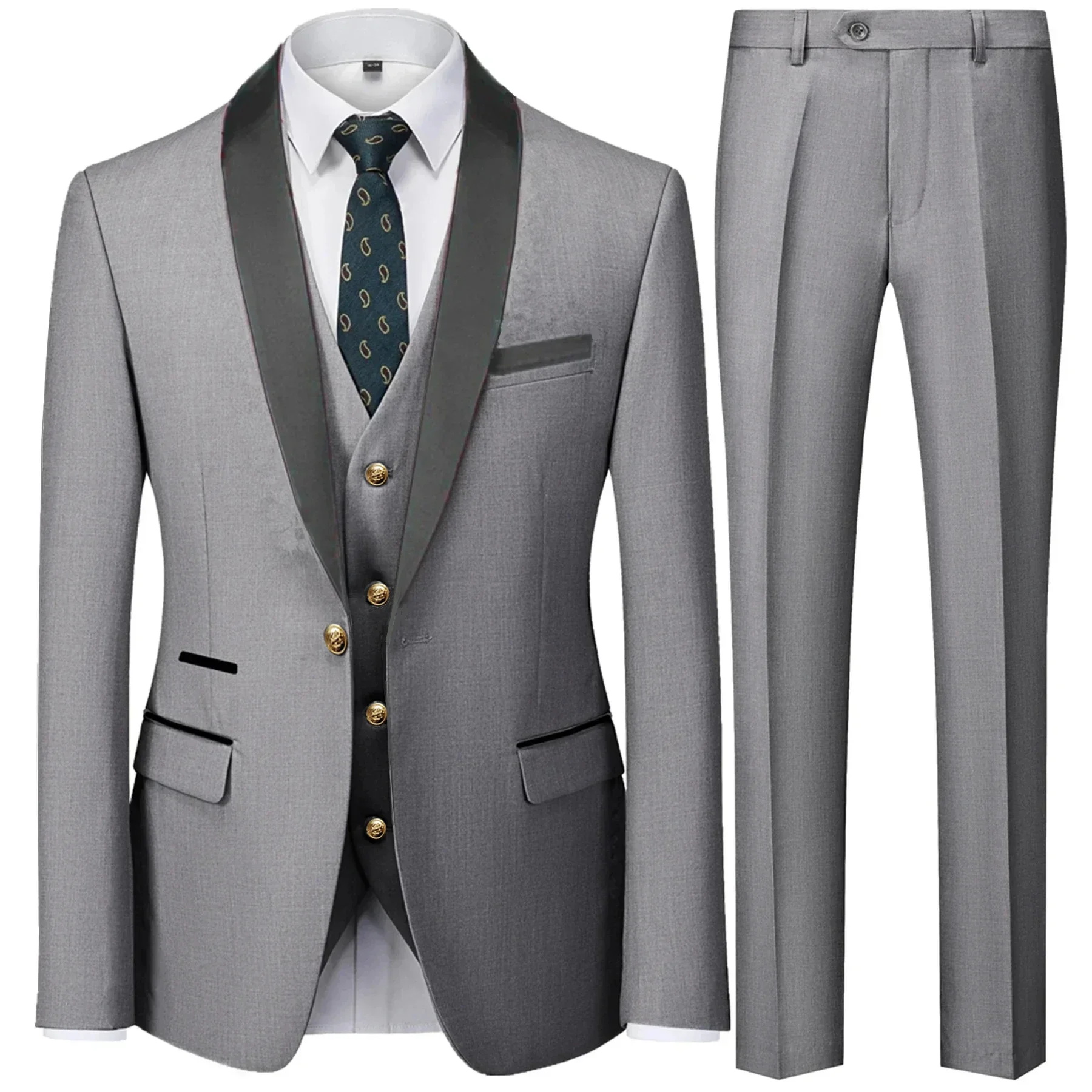 

Suit Coat Pants Vest 3 Pcs Set / 2024 Fashion Men's Casual Boutique Business Wedding Groom Dress Blazers Jacket 22845470