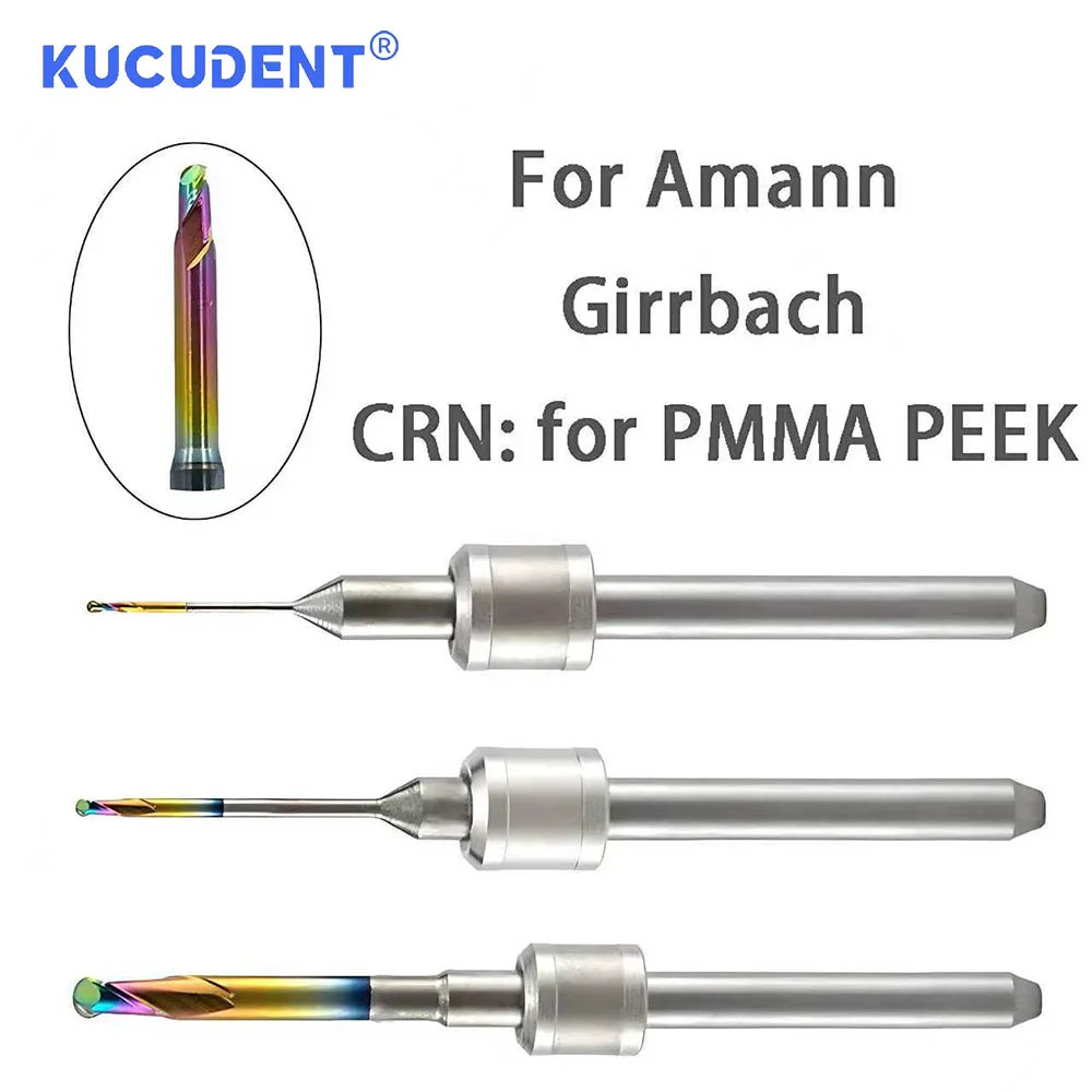 

Dental Milling Burs for PMMA PEEK Wax Compatible with AMANN GIRRBACH Dentistry Lab Materials 0.6/1.0/2.5 mm Grinding Tool