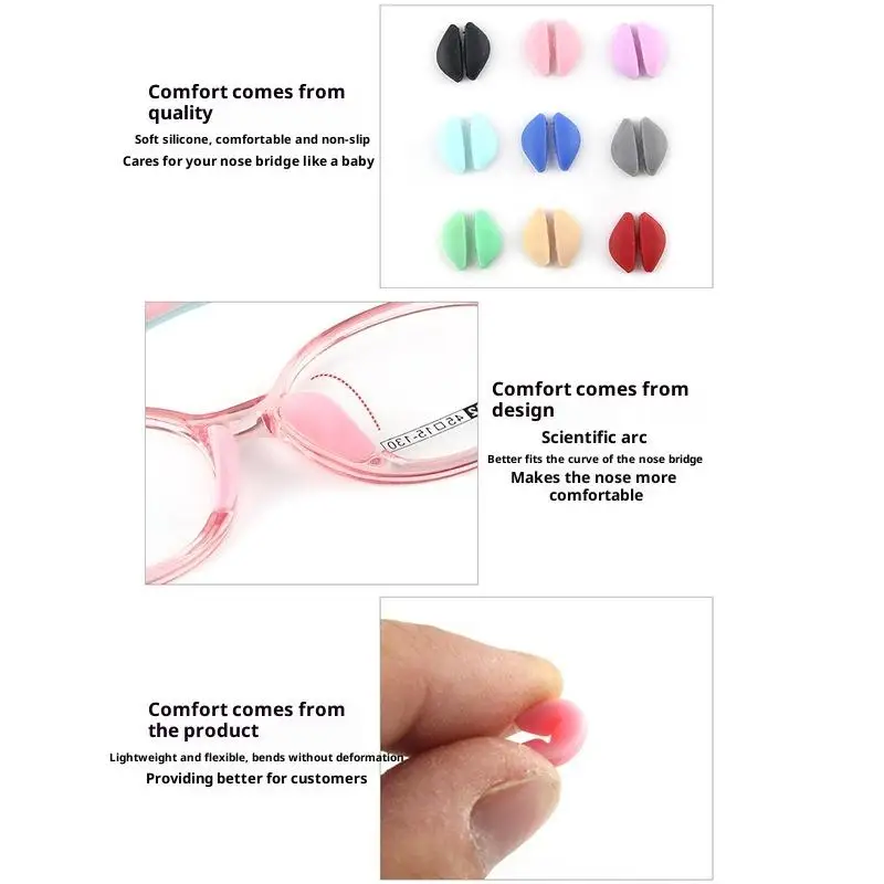 【1Pair Silicone Glasses Nose Pads Soft Non Slip Air Cushion Nose Holder Insert Nose Pad For Glasses Eyewear Accessories】