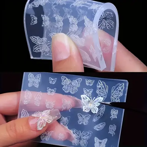 Ali di farfalla Stampo 3D Decorazioni per nail art in silicone Modelli fai da te ultrasottili Stampo per unghie Orecchini Collana Gioielli Artigianato Re