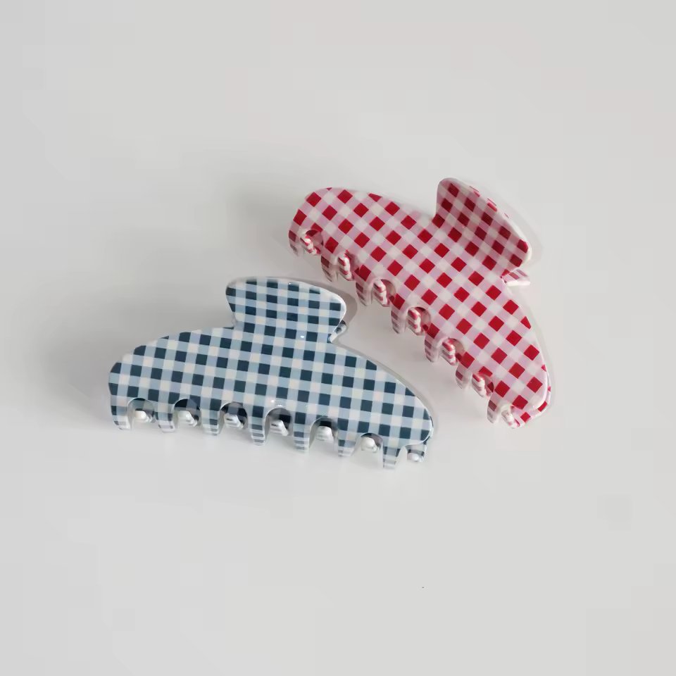 Women Vacation Red Blue Color Plaid Hair Claw Clips Elegant Ponytail Holder Fashion Hair Grips Hair Accessories Gift 2025 New - AliExpress 