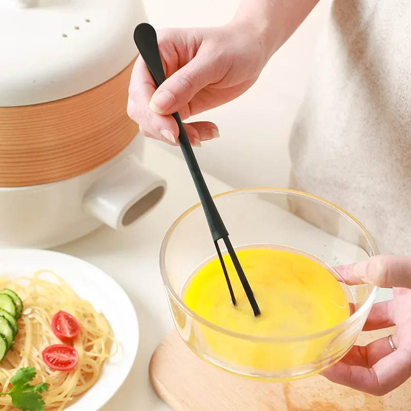 

1/2PCS Small Mini Plastic Whisk Mixer Hand Egg Beater Stirrer Baking Blender Tool Double Head Whisk with Small Spoon Kitchen