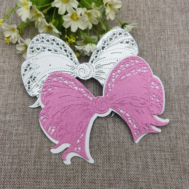 Big Bow lace frame background Metal Cutting Dies Stencil DIY Scrapbooking Album Paper Card Template Mold