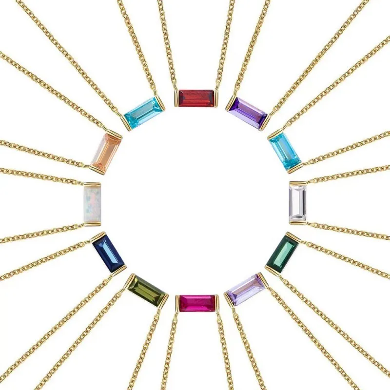 

925 Sterling Silver Twelve Birthstone Pendant Clavicle Chain Female Simple Fashion Lucky Stone Necklace