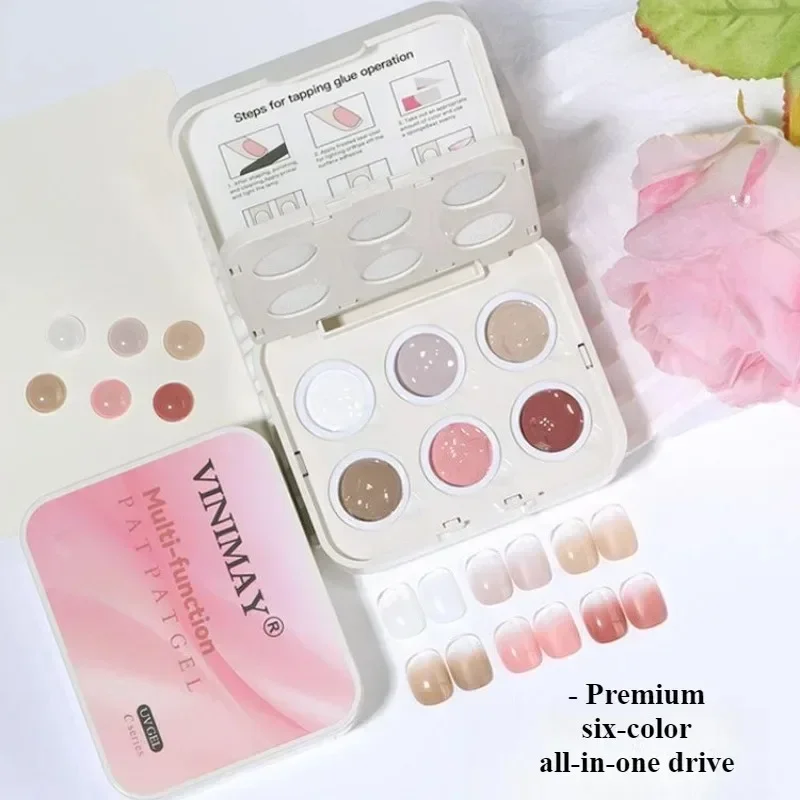 6 Farben Cushion Gradient Painting Gel Pink Ombre Nail Patting Gel UV/LED Blush Blooming Aura Maniküre Gel Nagellack Werkzeuge – Detail 9