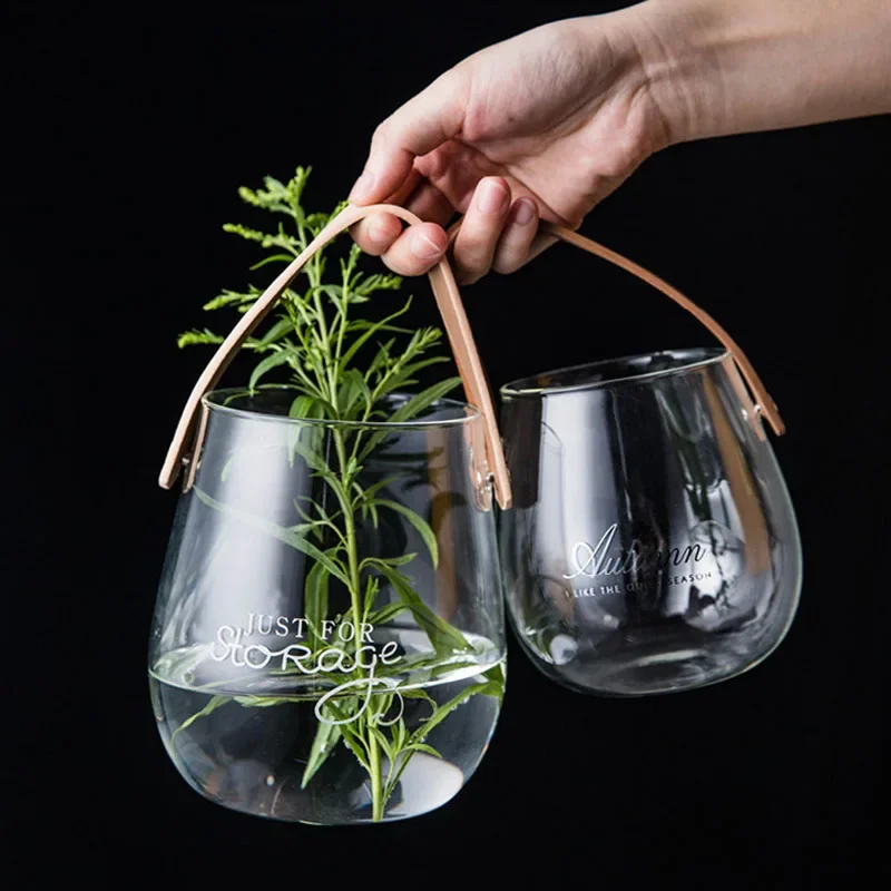 

Portable Glass Vase Hydroponic Bottle Creative Transparent Flower Pot Furniture Decoration Home Decoration Декорваза Украшени