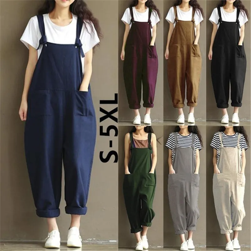 Moederschap Slabbetje Broek Jarretelbroek Casual Dames Eendelig Wijde Pijpen Romper Overall Jumpsuit Streetwear Plus Size