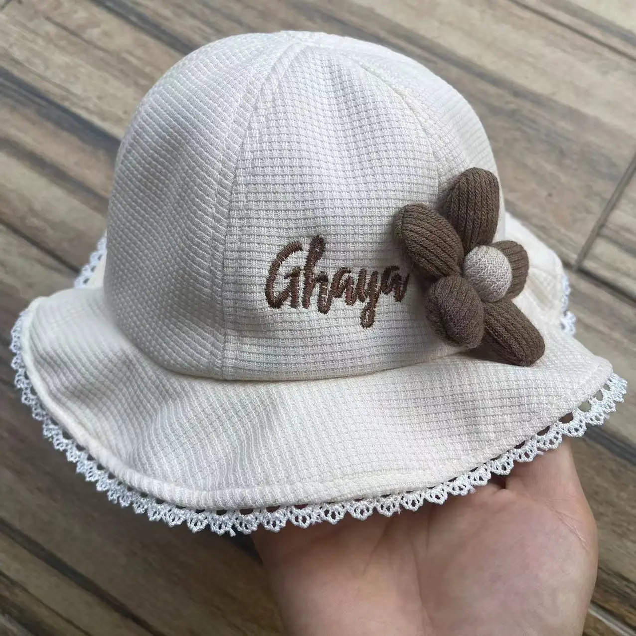 Embroidered Autumn Cute Little Boy Fisherman Hat Personality Name Boy Girl Pot Hat Flower Spring and Autumn Sunshade Gift Hat