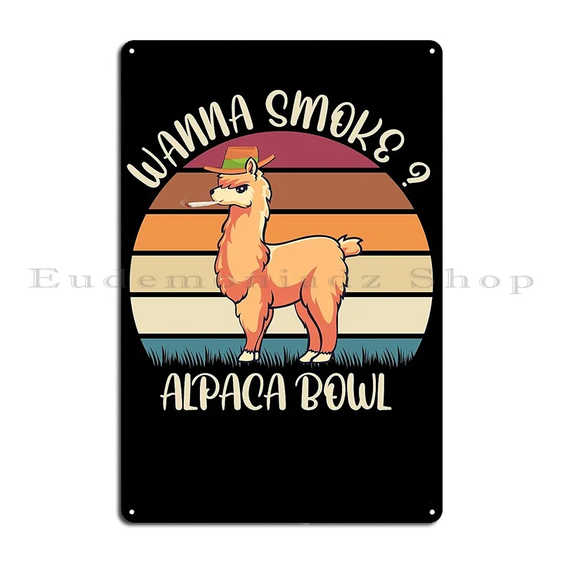 Alpaca Bowl Hookah Llama Shisha For Women Men Gift Metal Signs Rusty Wall Cave Character Cinema Funny Tin Sign Poster