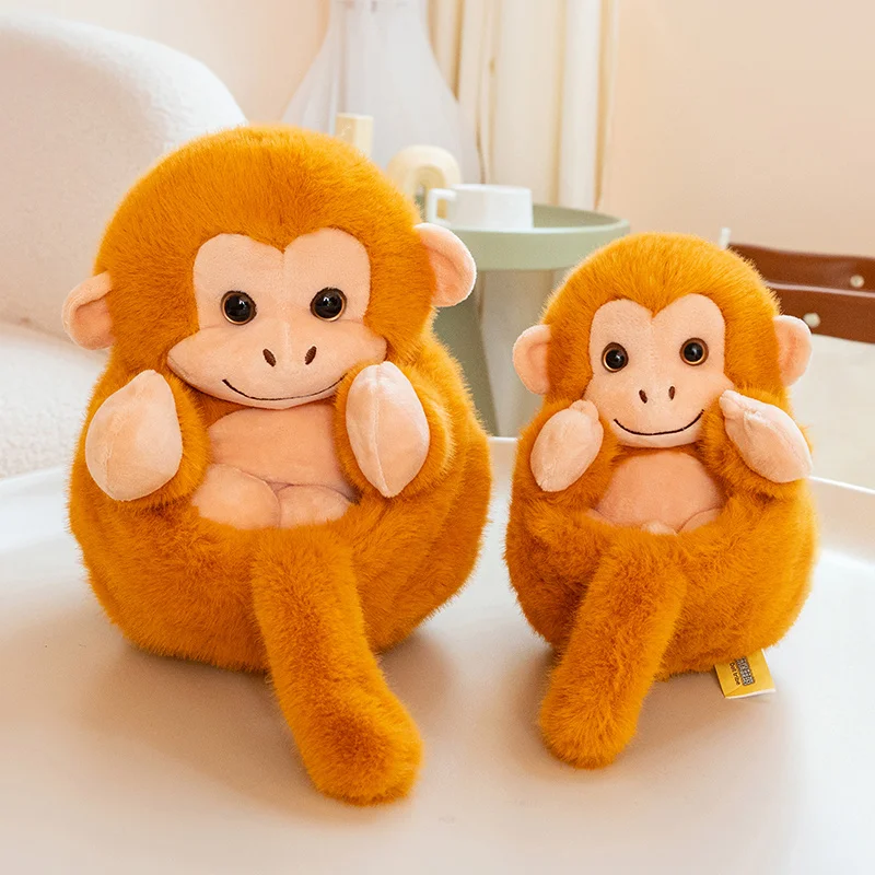 Plush Doll Monkey Panda Orange Black White Animal Styles Round Seated Soft Home Decor Collection Gift Comfort Companion