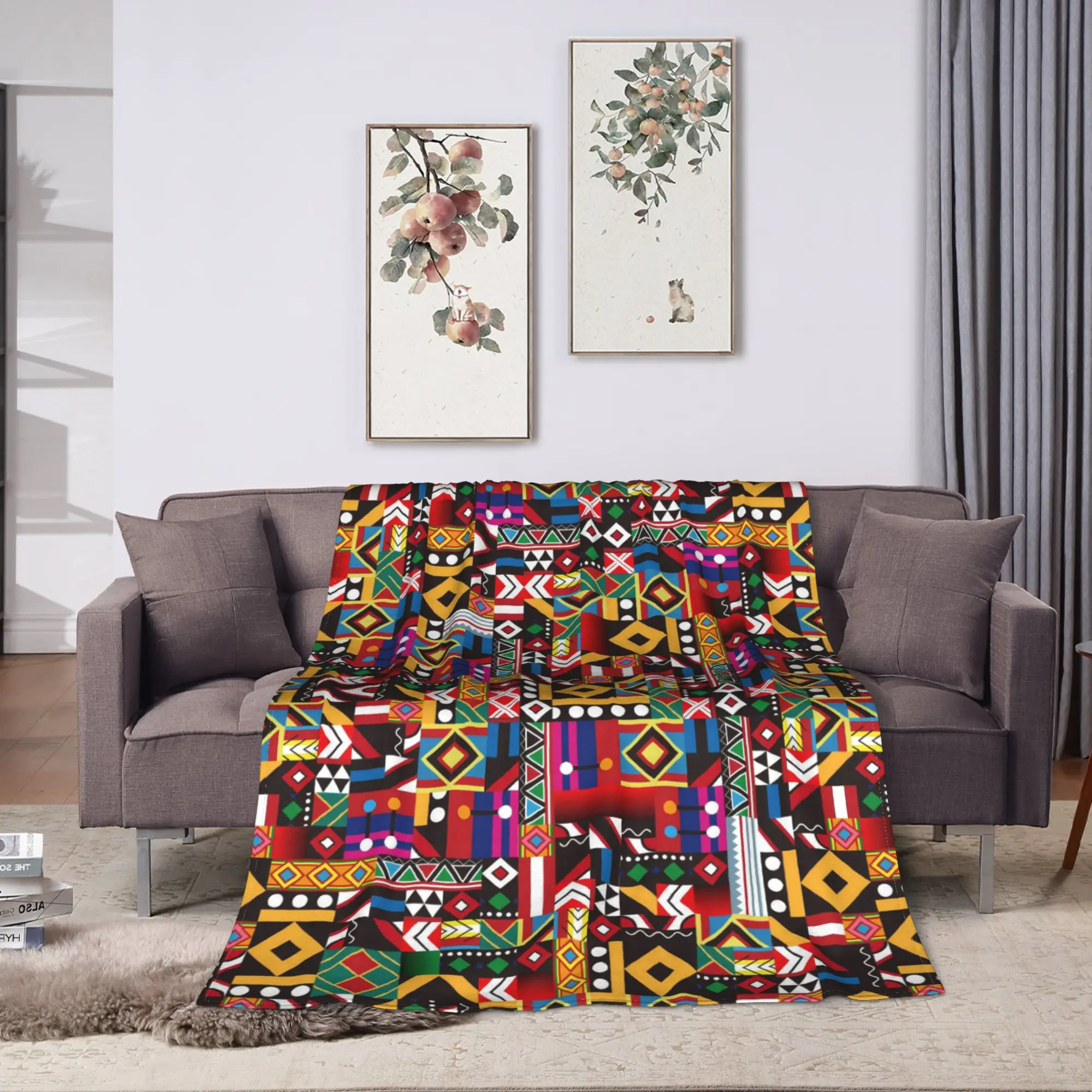 Warm Soft Blanket Travel Office African Tribal Geometric Art Bedding Throws  Flannel Bedspread For Outdoor Print Sofa Bed Cover