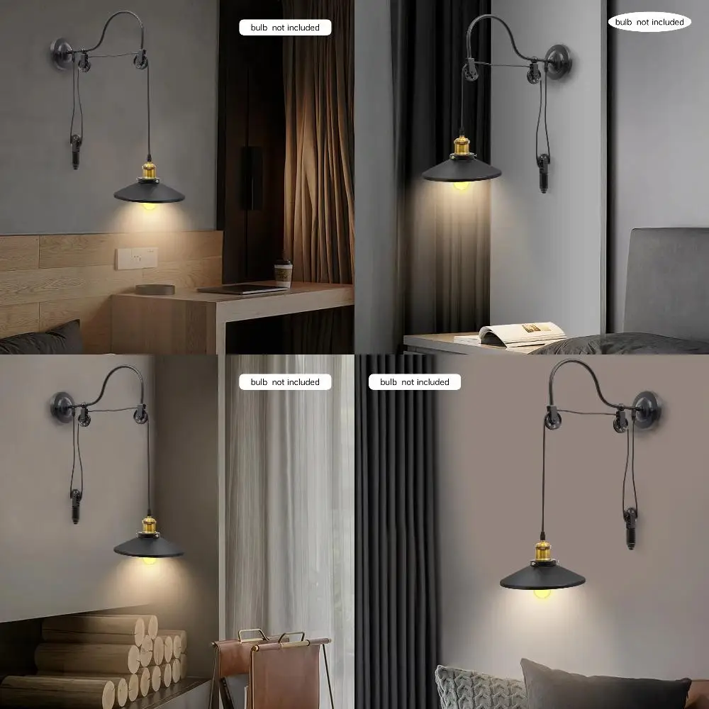 Nieuwe Industriële Stijl Muur Gemonteerde Licht Schans Retro Gooseneck Lamp Schuur Katrol Armatuur Verstelbare Metalen Licht Rek Slaapkamer