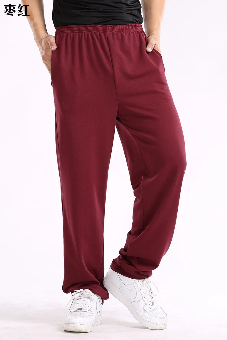 Spring and Summer Thin Elastic Waist Sports Pants for Men Loose Straight Cotton Casual Long Pants for Men Plus Size Fat Pants