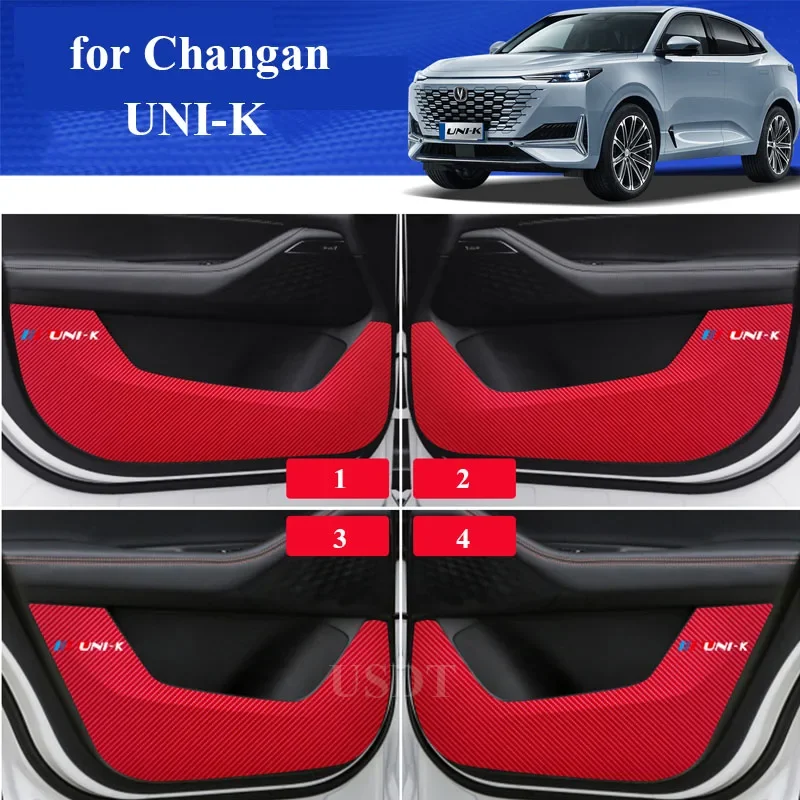 

For Changan UNIK UNI-K 2022 2023 2024 Accessories Leather Carbon Fiber Sticker Door Anti Kick Cover Protection Mat