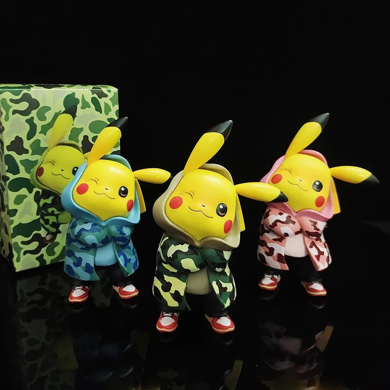 Pokemon Hot Anime Figure  Star Pikachu Kawaii Fashion Clothes Trend Model Toys Doll Inside The Car Ornaments Children' Toy