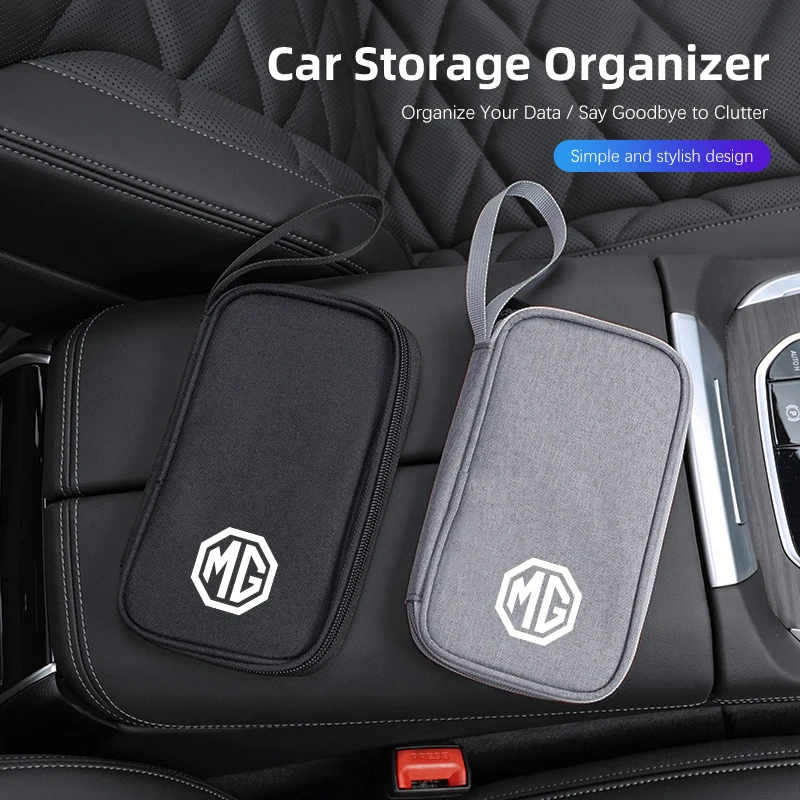 حقيبة تخزين السيارة المحمولة حزمة بطاقة الهوية مفتاح الهاتف لـ MG 4 5 6 7 Cyberster ES5 ONE MG5 Scorpio ZS HS MARVEL-R Hector MG3 EZS EV #2