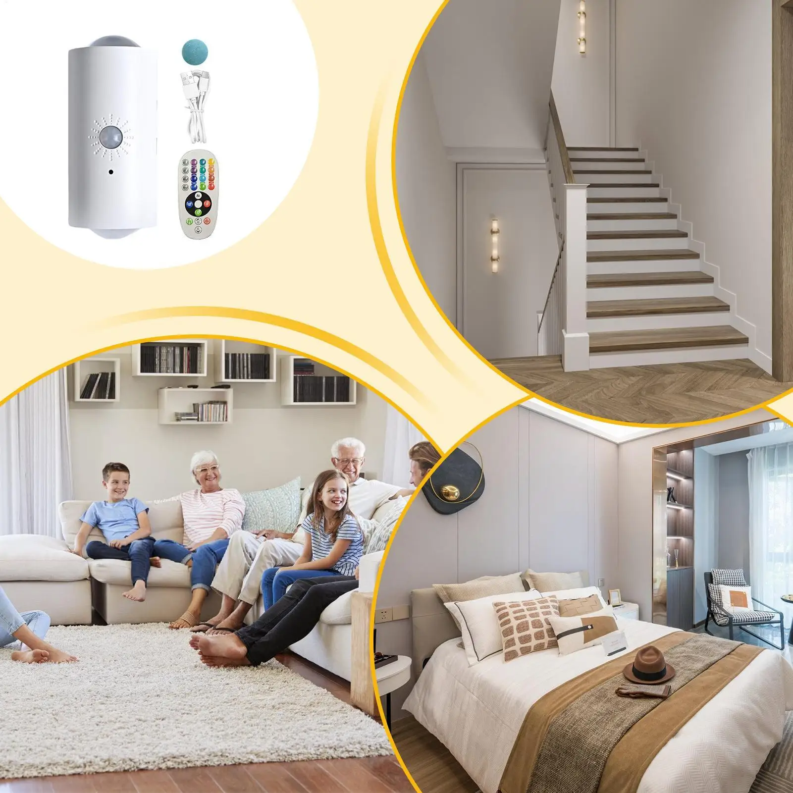 

Ночник, меняющий цвет, перезаряжаемый, активируемый движением, магнитный настенный RGB ночник, автоматическое включение и выключение для гостиной, ванной комнаты