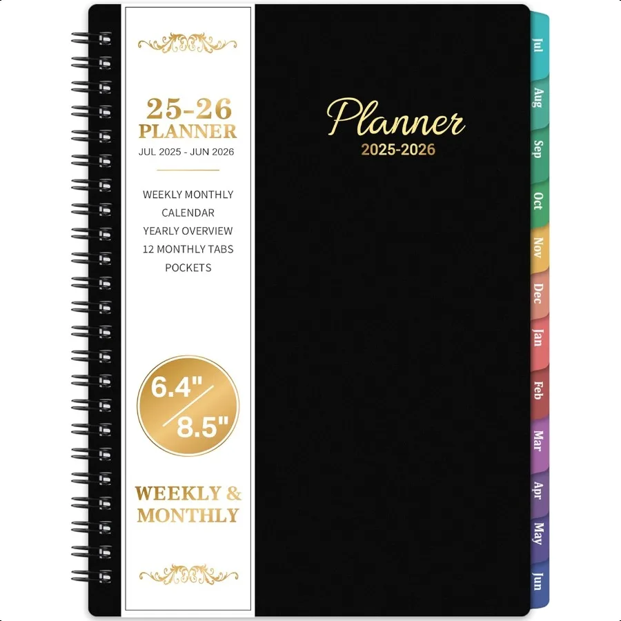 

20252026 Academic Jul. 2025 Jun. 2026 Weekly ＆ Monthly 20252026 Calendar 6.4" x 8.5" with Flexible Cover Colorful Tabs TwinWi