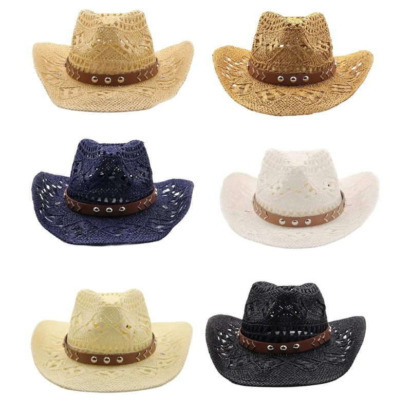 

Panama Hat Braided Cowboy Hat Straw Hat for Music Festivals Cowboy Hat Straw Hat Vacation N58F