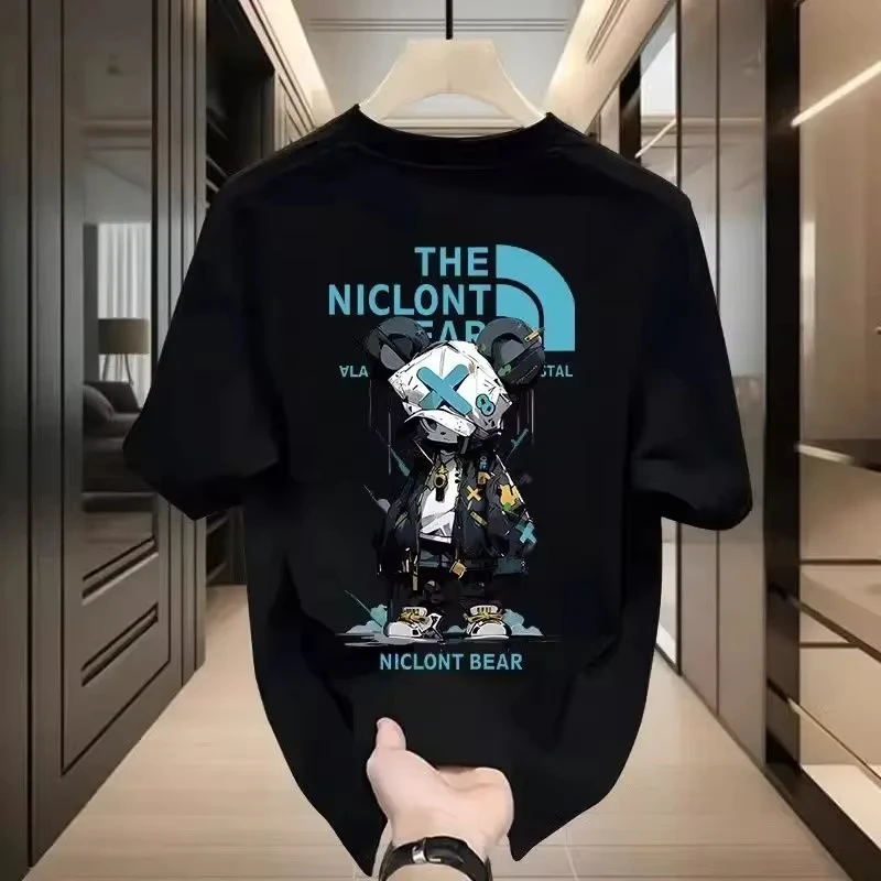 

2025 Fashion Brand Heavy American Cotton T-shirt Half Sleeve Short Sleeve Summer Men's New Trend All The Top Printing