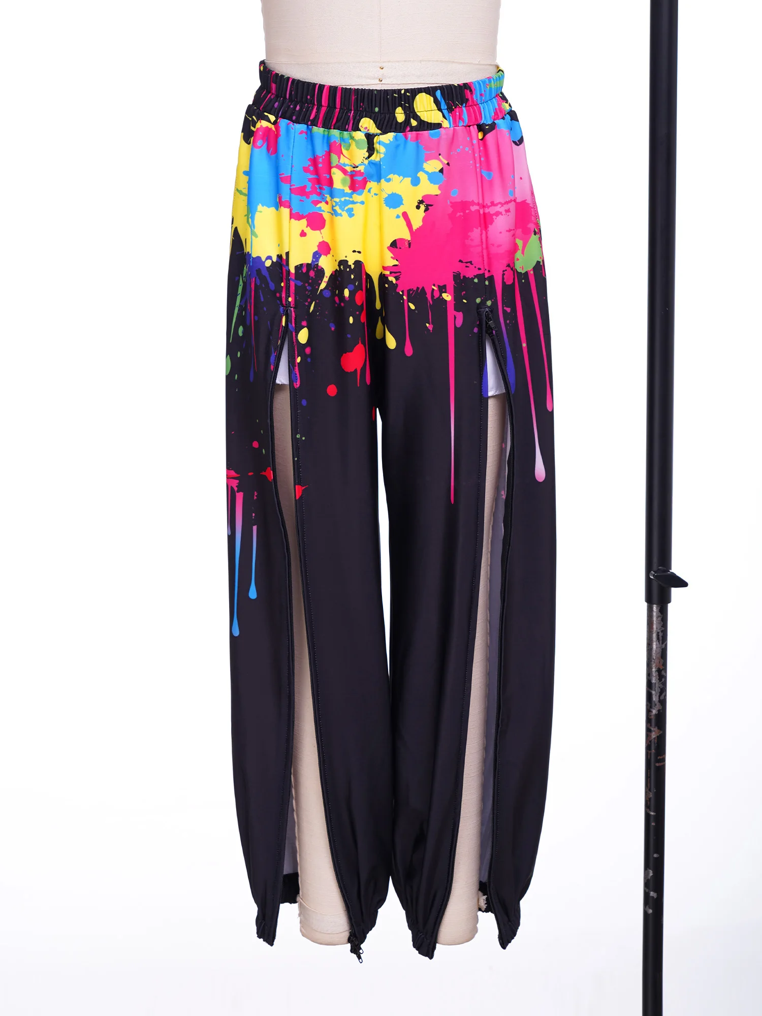 Kids Fashion Colorful Pants Hip Hop Clothes Jazz Dance Costume Girls Print Pants Sweatpants Elastic Waist Trousers Streetwear
