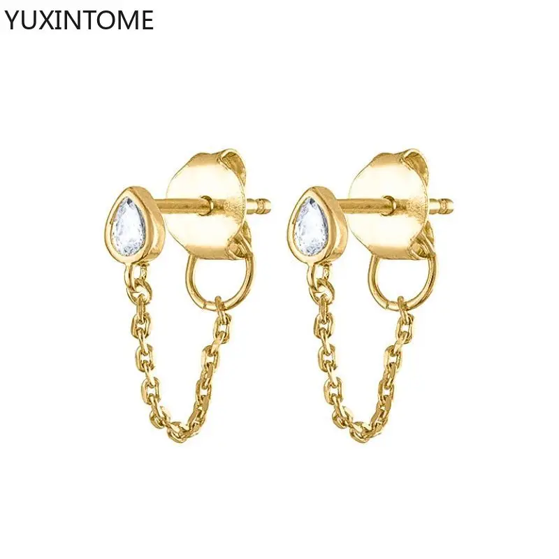 Women's 925 Silver Crystal Tassel Stud Earrings