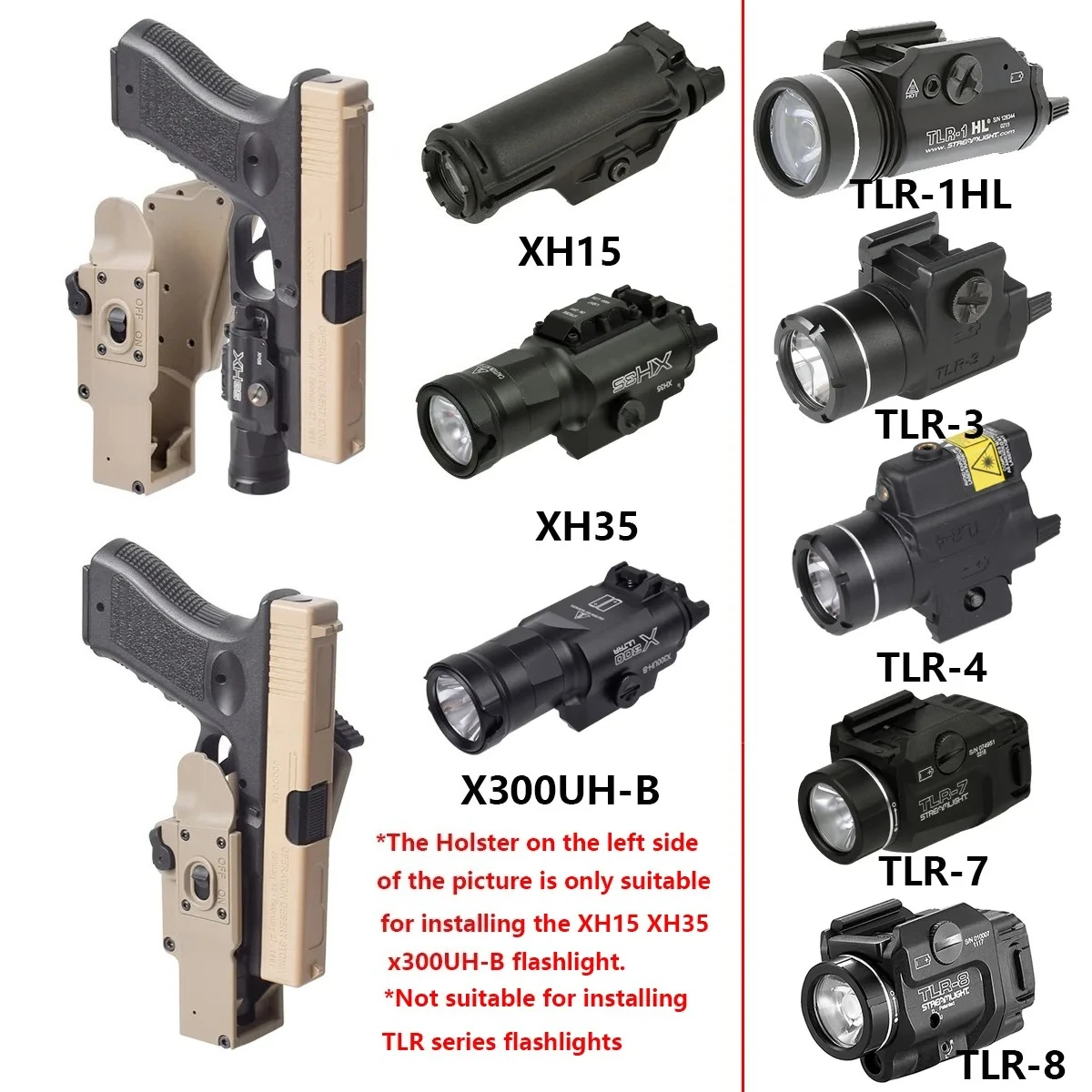 الحافظة العالمية ل Surefire XH15 XH35 X300UH-B الأسلحة مصباح يدوي TLR TLR-1HL TLR-3 TLR-4 TLR-7 TLR-8 الأسلحة كشاف ضوء