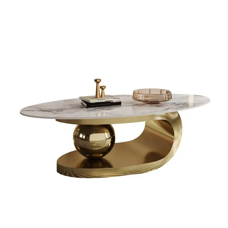 Hotel Furniture Golden Stainless Steel Coffee Table Modern Design