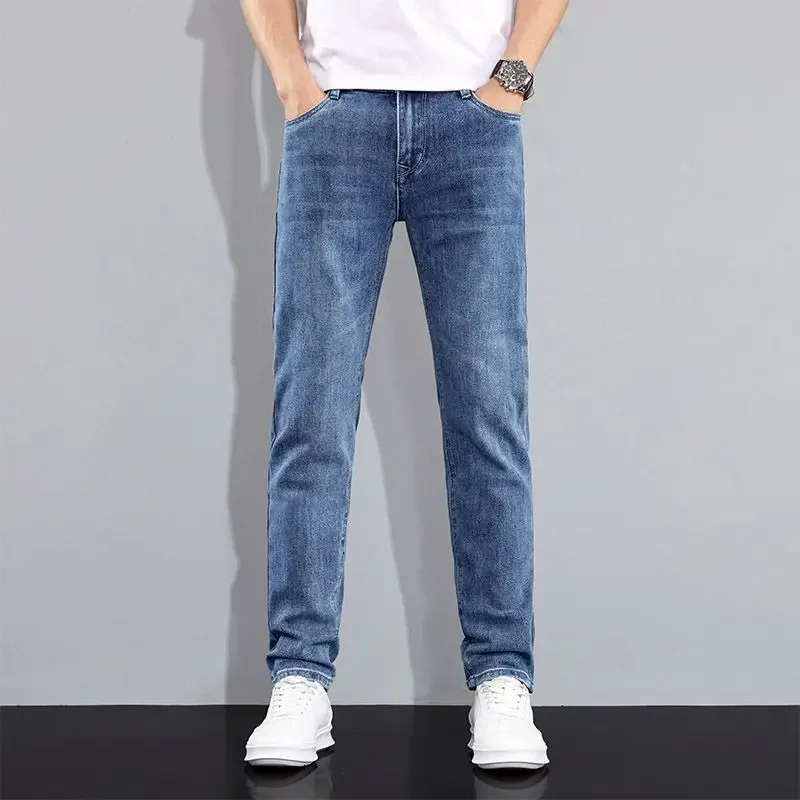 Autumn Winter with Shape Skin Friendly Business Men's Pants in Multiple Sizes New Men's Micro Elastic Straight Leg Denim Pants