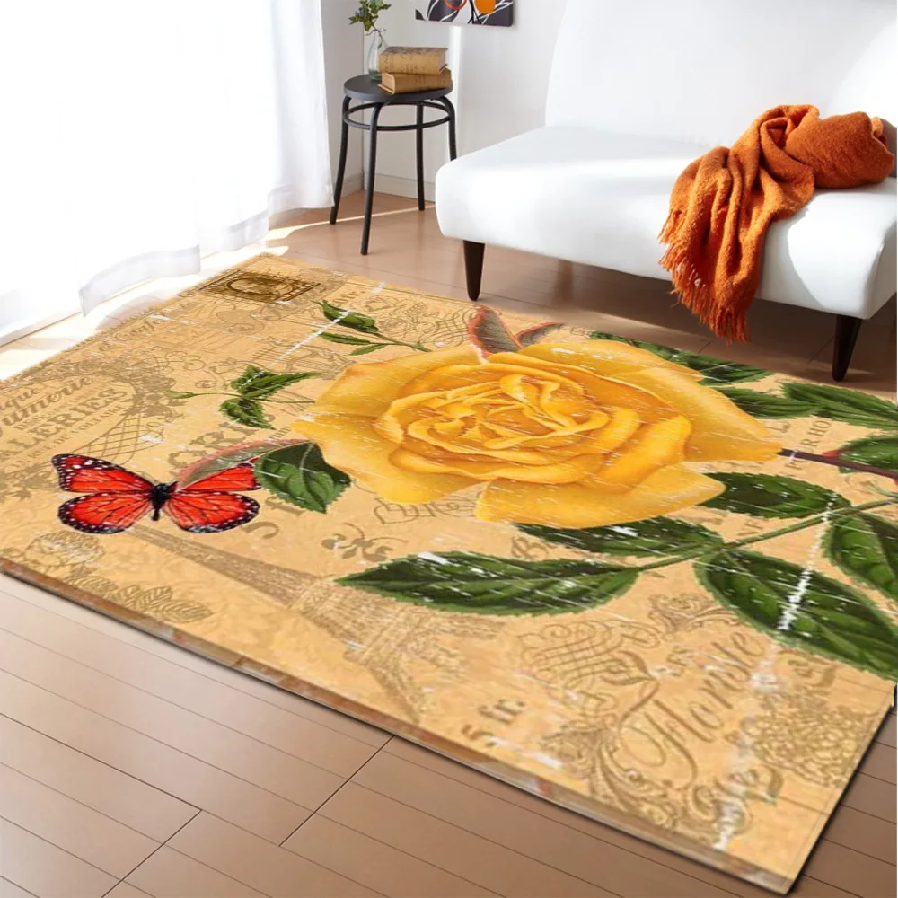 

National Bedroom Rug Bohemia Flower Carpets Modern Decor Living Room Area Rug Kids Play Mat Flannel Anti-slip Kitchen Carpet