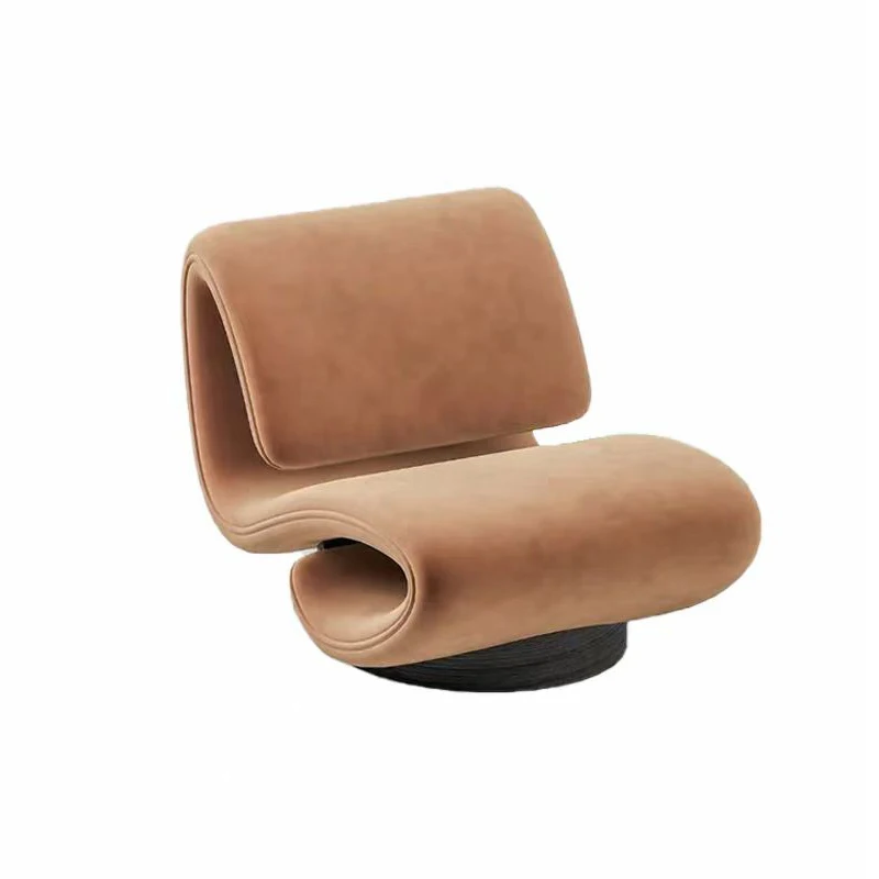 

Curved unique velvet fabric lounge chair office hotel salon living room