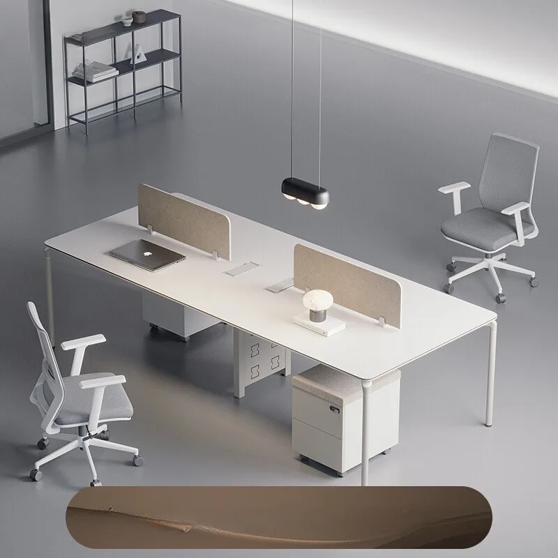 

Стол для творческого персонала Простая современная рабочая станция 4/6, офис для персонала, белый комбинированный стол и стул для компании